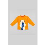 Otroška bombažna majica z dolgimi rokavi zippy oranžna barva - oranžna. Otroški Majica z dolgimi rokavi iz kolekcije zippy. Model izdelan iz pletenine s potiskom.