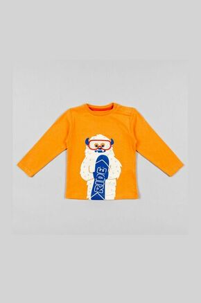 Otroška bombažna majica z dolgimi rokavi zippy oranžna barva - oranžna. Otroški Majica z dolgimi rokavi iz kolekcije zippy. Model izdelan iz pletenine s potiskom.
