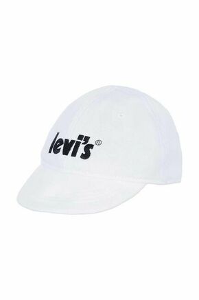 Otroška kapa Levi's bela barva - bela. Otroški kapa s šiltom vrste baseball iz kolekcije Levi's. Model izdelan iz tkanine z nalepko.
