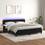 Vidaxl Box spring postelja z vzmetnico LED črna 160x200 cm žamet