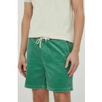 Kratke hlače iz rebrastega žameta Polo Ralph Lauren zelena barva - zelena. Kratke hlače iz kolekcije Polo Ralph Lauren. Model izdelan iz enobarvnega materiala. Model iz tkanine, ki je izjemno prijetna na otip.
