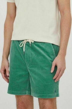 Kratke hlače iz rebrastega žameta Polo Ralph Lauren zelena barva - zelena. Kratke hlače iz kolekcije Polo Ralph Lauren. Model izdelan iz enobarvnega materiala. Model iz tkanine