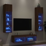 Vidaxl Komplet TV omaric LED 6-delni rjavi hrast inženirski les