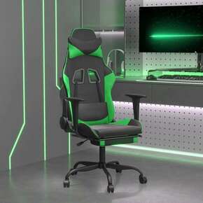 VidaXL Masažni gaming stol z oporo za noge črno in zeleno umetno usnje