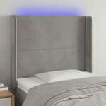 Vidaxl LED posteljno vzglavje svetlo sivo 93x16x118/128 cm žamet