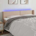 shumee LED posteljno vzglavje kapučino 183x16x78/88 cm umetno usnje