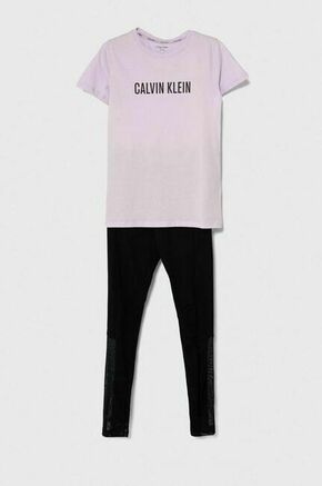 Otroška bombažna pižama Calvin Klein Underwear vijolična barva - vijolična. Pižama iz kolekcije Calvin Klein Underwear. Model izdelan iz pletenine s potiskom.