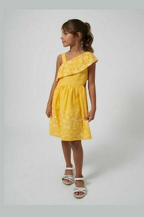 Otroška obleka Mayoral rumena barva - rumena. Otroški obleka iz kolekcije Mayoral. Model izdelan iz tkanine