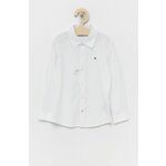 Otroška srajca Tommy Hilfiger bela barva - bela. Otroška srajca iz kolekcije Tommy Hilfiger. Model izdelan iz enobarvne tkanine.