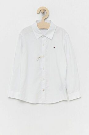 Otroška srajca Tommy Hilfiger bela barva - bela. Otroška srajca iz kolekcije Tommy Hilfiger. Model izdelan iz enobarvne tkanine.