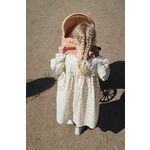 Otroška bombažna obleka Konges Sløjd bež barva - bež. Otroški obleka iz kolekcije Konges Sløjd. Nabran model, izdelan iz vzorčaste tkanine.