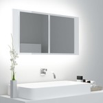 shumee Omara za kopalnico z ogledalom v visokem sijaju, bela 90x12x45 cm