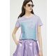 Kratka majica Love Moschino ženski, vijolična barva - vijolična. Body iz kolekcije Love Moschino, izdelan iz pletenine z nalepko. Model iz izjemno udobne, zračne tkanine.