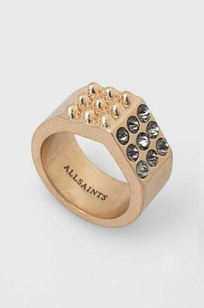 Prstan AllSaints - zlata. Prstan iz kolekcije AllSaints. Model z ornamentom iz kubičnega cirkonija izdelan iz kovine.