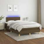 shumee Box spring postelja z vzmetnico LED tem. rjava 120x200 cm blago