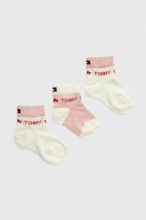 Nogavice za dojenčka Tommy Hilfiger 3-pack roza barva - roza. Nogavice za dojenčka iz kolekcije Tommy Hilfiger. Model izdelan iz udobne pletenine. Izjemno mehek material.