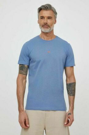 Bombažna kratka majica BALR. moški - modra. Kratka majica iz kolekcije BALR. Izdelana iz pletenine z nalepko. Model iz izjemno udobne bombažne tkanine.