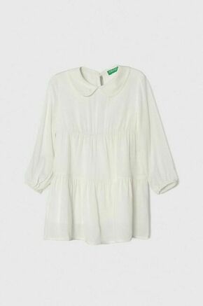 Otroška obleka United Colors of Benetton bela barva - bela. Otroški Lahkotna obleka iz kolekcije United Colors of Benetton. Model izdelan iz enobarvne tkanine. Model iz zračne tkanine z visoko vsebnostjo viskoze.