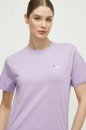 Bombažna kratka majica Fila vijolična barva - vijolična. Kratka majica iz kolekcije Fila. Model izdelan iz udobne pletenine.