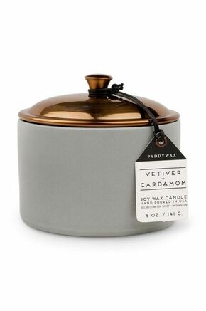 Dišeča sojina sveča Paddywax Vetiver &amp; Cardamon 141 g - siva. Dišeča sveča iz kolekcije Paddywax. Model izdelan iz keramike in kovine.