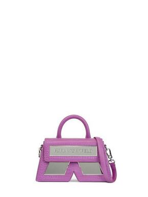 Usnjena torbica Karl Lagerfeld vijolična barva - vijolična. Majhna torbica iz kolekcije Karl Lagerfeld. Model na zapenjanje