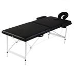 vidaXL Sklopivi masažni stol s aluminijskim okvirom, 2 zone, crni