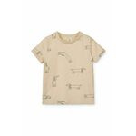 Otroška bombažna majica Liewood Apia Baby Printed Shortsleeve T-shirt bež barva - bež. Kratka majica za dojenčka iz kolekcije Liewood. Model izdelan iz udobne pletenine.