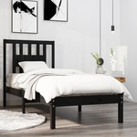 Vidaxl Okvir za posteljo, črn, masivni les, 75x190 cm, enojni