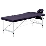 vidaXL Zložljiva masažna miza 3-conska aluminij vinsko vijolična