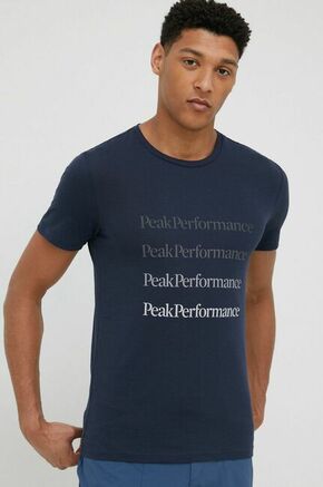 Bombažen t-shirt Peak Performance mornarsko modra barva - mornarsko modra. T-shirt iz kolekcije Peak Performance. Model izdelan iz tanke