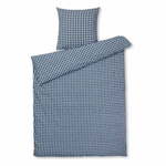 Belo in temno modro krep posteljno perilo za enojno posteljo 140x200 cm BækBølge - JUNA