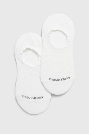 Calvin Klein nogavice (2-pack) - bela. Kratke nogavice iz zbirke Calvin Klein. Model iz elastičnega materiala. Vključena sta dva para