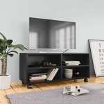 TV omarica s kolesci črna 90x35x35 cm iverna plošča