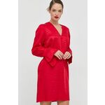 Obleka Twinset rdeča barva - rdeča. Lahkotna obleka iz kolekcije Twinset. Raven model, izdelan iz tkanine. Izjemno udoben material z visoko vsebnostjo liocela.