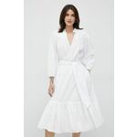 Obleka Lauren Ralph Lauren bela barva - bela. Lahkotna obleka iz kolekcije Lauren Ralph Lauren. Nabran model izdelan iz enobarvne tkanine.