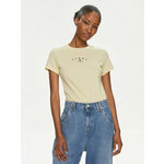 Kratka majica Tommy Jeans ženski, rumena barva - rumena. Lahkotna kratka majica iz kolekcije Tommy Jeans, izdelana iz pletenine, prijetne na otip. Model iz izjemno udobne tkanine z visoko vsebnostjo bombaža.