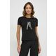Bombažna kratka majica Marciano Guess ženski, črna barva - črna. Kratka majica iz kolekcije Marciano Guess, izdelana iz tanke, elastične pletenine. Model iz izjemno udobne bombažne tkanine, ki je zračna.