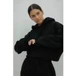 Bombažen pulover MUUV. SMOOTH COTTON ženski, črna barva - črna. Pulover iz kolekcije MUUV. Model izdelan iz enobarvne pletenine.