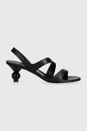 Usnjeni sandali Weekend Max Mara Zigano črna barva