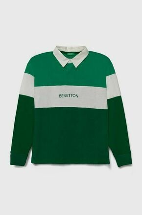 Otroška bombažna majica z dolgimi rokavi United Colors of Benetton zelena barva - zelena. Otroške Majica z dolgimi rokavi iz kolekcije United Colors of Benetton