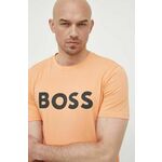 Bombažna kratka majica BOSS CASUAL moška, oranžna barva - oranžna. Kratka majica iz kolekcije BOSS, izdelana iz tanke, elastične pletenine. Model iz izjemno udobne bombažne tkanine.