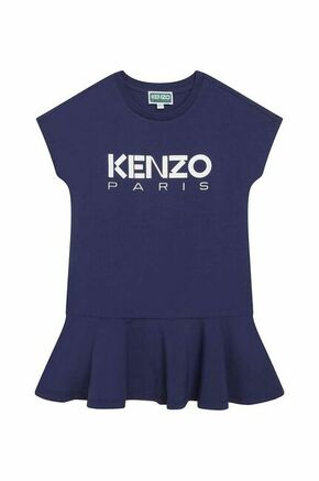Otroška obleka Kenzo Kids mornarsko modra barva - mornarsko modra. Otroški Obleka iz kolekcije Kenzo Kids. Nabran model izdelan iz pletenine s potiskom.