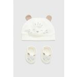 Kapa in copati za dojenčke OVS bela barva - bela. Kapa in copati za dojenčka iz kolekcije OVS. Model izdelan iz udobne pletenine.