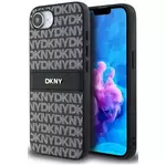 Ovitek DKNY Case Repeat Texture Pattern with Tonal Stripe for iPhone 16e black (DKHCPSE4PRTHSLK)