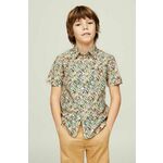 Otroška srajca Tommy Hilfiger bež barva - bež. Otroški srajca iz kolekcije Tommy Hilfiger. Model izdelan iz vzorčaste tkanine.