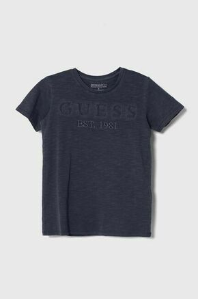 Otroška bombažna kratka majica Guess vijolična barva - vijolična. Otroške lahkotna kratka majica iz kolekcije Guess