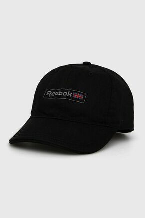 Kapa Reebok Classic črna barva - črna. Kapa s šiltom vrste baseball iz kolekcije Reebok Classic. Model izdelan iz materiala z nalepko.