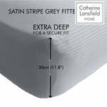 Siva raztegljiva rjuha 90x190 cm Satin Stripe - Catherine Lansfield