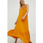 Obleka Answear Lab oranžna barva - oranžna. Obleka iz kolekcije Answear Lab. Model izdelan iz enobarvne tkanine. Model iz izjemno udobne, zračne tkanine.