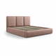 Svetlo rožnata oblazinjena zakonska postelja s prostorom za shranjevanje z letvenim dnom 140x200 cm Brody – Mazzini Beds